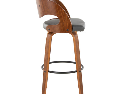 Pino - Mid Century Modern Fixed Height Barstool With Swivel & Round Footrest (Set of 2)