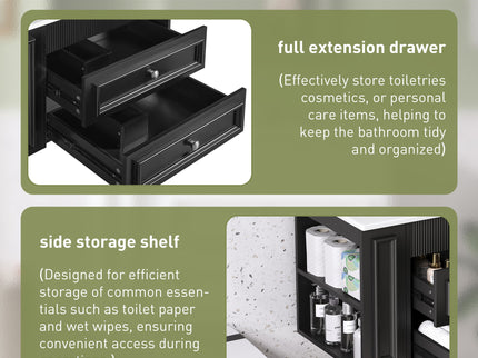 Wall Mounted Bathroom Vanity With 2 Drawers, Sink, Floating Storage Unit