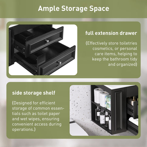 Wall Mounted Bathroom Vanity With 2 Drawers, Sink, Floating Storage Unit