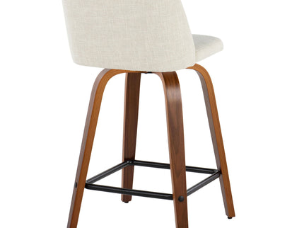Toriano - Contemporary Fixed Height Counter Stool Swivel With Square Footrest (Set of 2)
