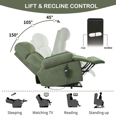 Oversized Power Lift Recliner Chai With Remote Control, Side Pocket, Spacious Seat