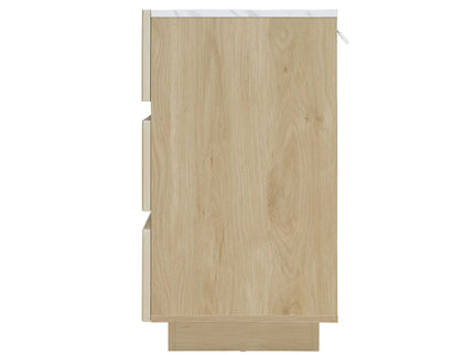 Fluted 6 Drawers Dresser, Double Dresser Chest Of Drawers, Modern Chest Of Drawers With LED, Drawer Organizer For Bedroom, Living Room, Hallway - Natural