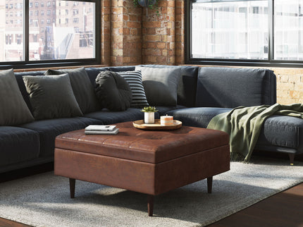 Shay - Large Square Coffee Table Storage Ottoman Mid-Century Style