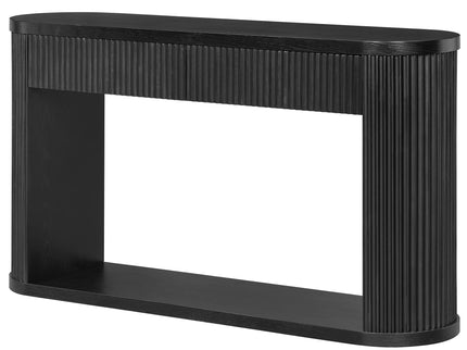 Oval Fluted Console Table With 2 Drawers And Bottom Shelf