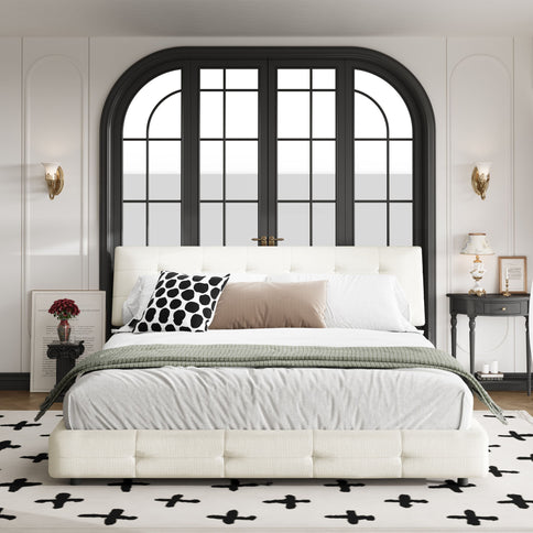 Tufted Headboard With Extra-Large Ultra-Soft Cloud Pillow Design