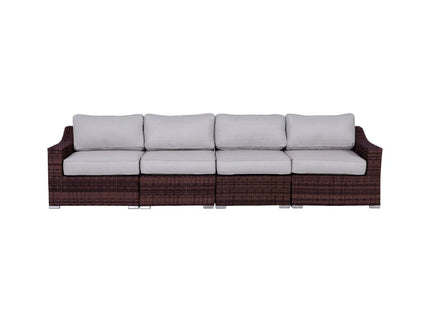 Contemporary Outdoor Rattan Wicker Sectional Seating Group With Cushions