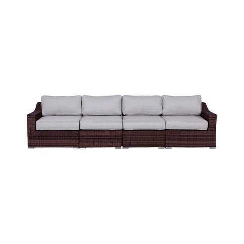 Contemporary Outdoor Rattan Wicker Sectional Seating Group With Cushions
