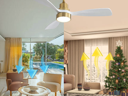 48" Ceiling Fan With 3 Blades, Remote Control Reversible DC Motor For Living Room