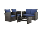 Blue / 4 Pc. Loveseat, 2 Chairs, Coffee Table
