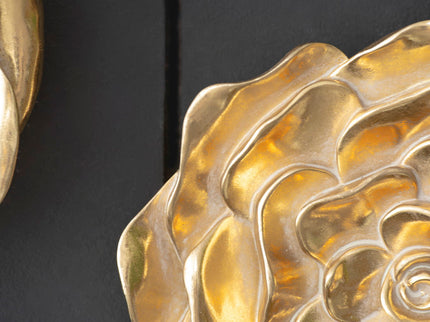 Rose Hanging Resin Wall Accents (Set of 2) - Gold