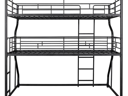 Industrial Triple Bunk Bed With Dual Ladders Frame, Space Saving Design