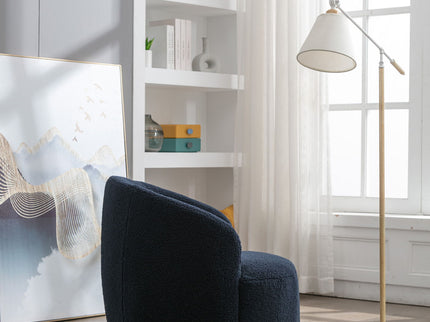 Teddy Fabric Swivel Accent Armchair Barrel Chair With Powder Coating Metal Ring