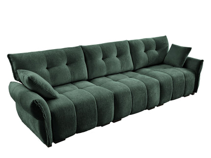 Elegant 3 Seater Sofa Set & Pillows Frame, High Rebound Cushions - Textured Green