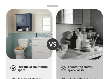 Multi Functional Wall Mounted Cabinet With Adjustable Shelves For Bathroom