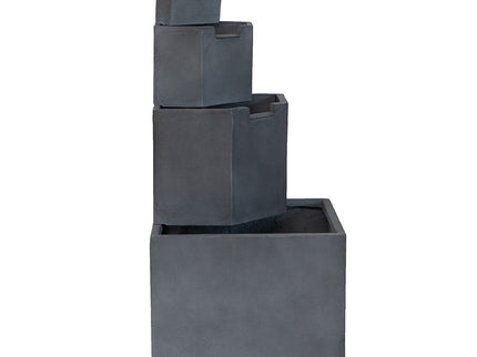 Cement 4 Tier Block Water Fountain Outdoor - Gray