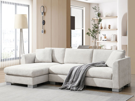 Modern Cloud Sectional Sofa L Shaped Luxury Couch Set With 2 Free Pillows 4 Seat With Oversized Chaise