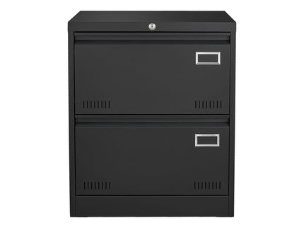 2 Drawer Metal Lateral File Cabinet With Lock, Office Vertical Files Cabinet For Home Office, Locking Metal File Cabinet - Black