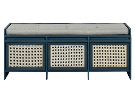 Entryway Shoe Bench With Drawers & Button Tufted Cushion
