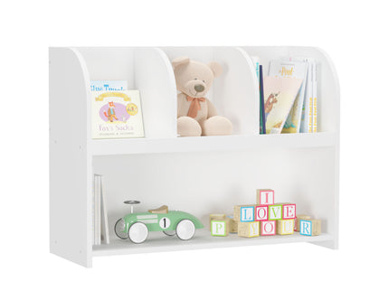 Bookcase With 4 Compartments, Storage Shelf For Toys And Books - White