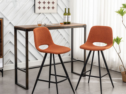 Porth - 28.25" Fabric Kitchen Counter Height Stools (Set of 2) - Orange