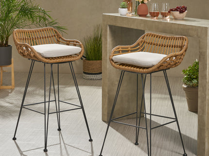 Outdoor Rattan Bar Chair With Metal Legs