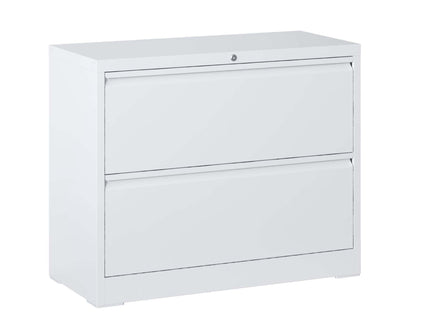 Lateral File Cabinet 2 Drawer, Locking File Cabinet With Anti Tip Interlock, Heavy Duty Storage For Letter / Legal / A4 Files - White