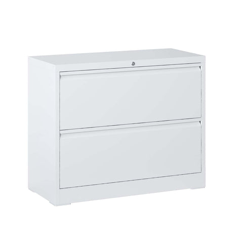 Lateral File Cabinet 2 Drawer, Locking File Cabinet With Anti Tip Interlock, Heavy Duty Storage For Letter / Legal / A4 Files - White
