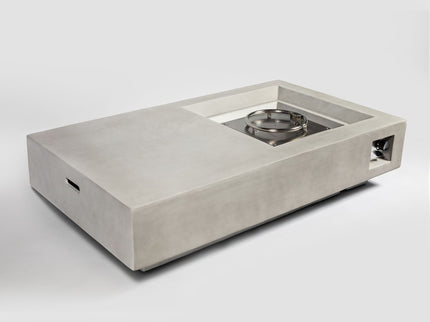 Propane Gas Fire Pit Table, 50000 Btu, Rectangular For Outside - Light Gray
