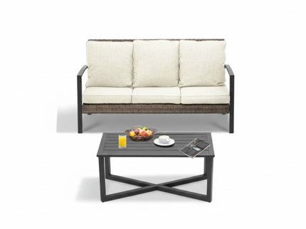 2 Piece Patio Set With Cushions & Coffee Table