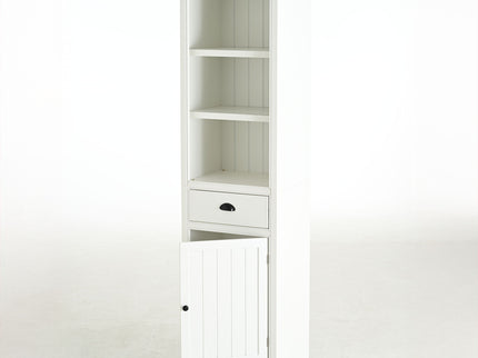 Retro Style 75'' Tall Display Shelf With Cabinet For Hallways Living Room Kitchen - White