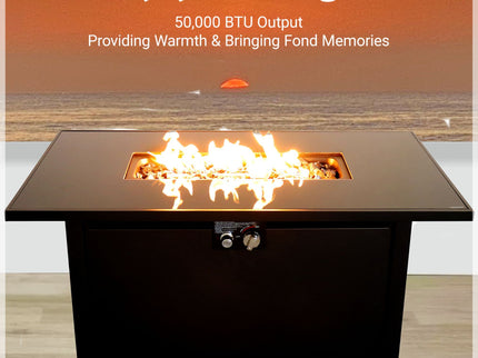 Outdoor Fire Pit Table With Lid - Black - Steel