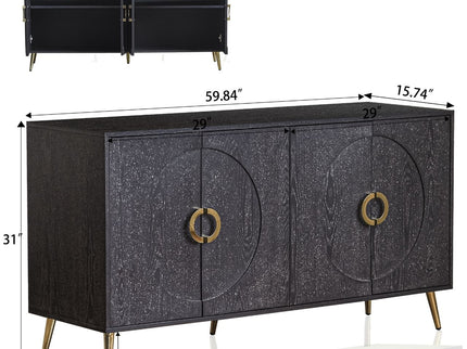 Modern Lacquered 4 Door Wooden Cabinet Sideboard Buffet Server Cabinet Storage Cabinet, For Living Room, Entryway, Hallway, Office, Kitchen And Dining Room