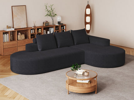Modern Curved Sofa, L-Shaped Modular Sectional Set With 3 Pillows