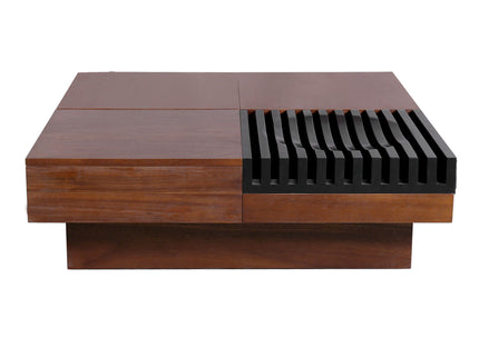 Italian Retro Inspired Acacia Wood Storage Coffee Table - Brown / Black