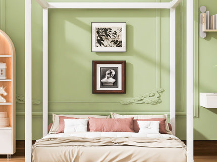 Wood Canopy Platform Bed With Support Legs And Airflow Slats