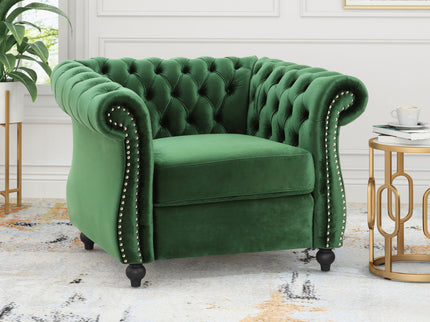 Nexuson - Upholstered Chesterfield Chair With Deep Tufted And Nailhead Trim