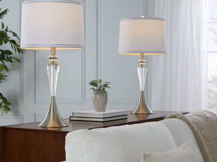 Ashland - Contemporary Crystal Table Lamp (Set of 2) - Clear Crystal / Nickel / White