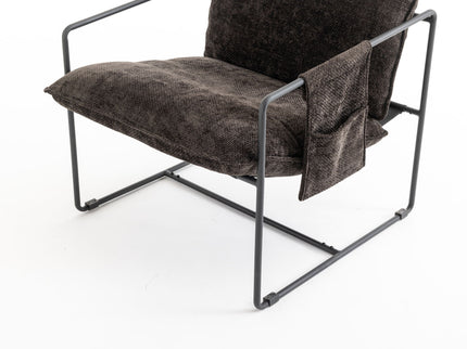 Upholstered Hanging Armchair With Arm Pocket Metal Frame (Set of 2), Crushed Foam Cushions And Skin-Friendly Braid For Living Room And Bedroom
