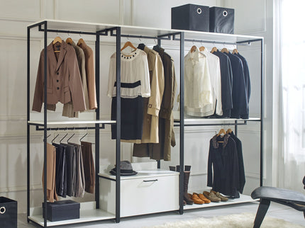Fiona - Contemporary Wood And Metal Walk In Closet With Drawers