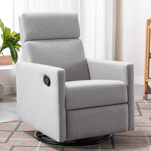 Modern Upholstered Rocker Nursery Chair Seating Glider Swivel Recliner Chair