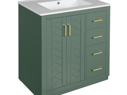 Bathroom Vanity With Sink, Storage Cabinet, Freestanding Set With 3 Drawers & Soft Closing Doors