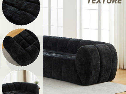 Quilted Cloud Sofa With Rounded Armrests And Piano Key Backrest Design