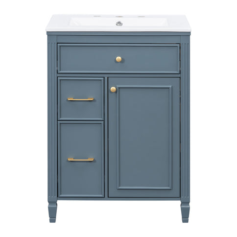 Freestanding Bathroom Vanity With Sink, Soft Close Door, Tip Out Drawer