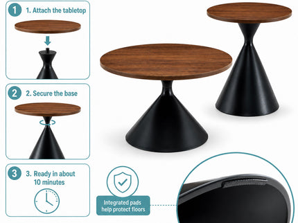 2 Piece Coffee Round Table Set
