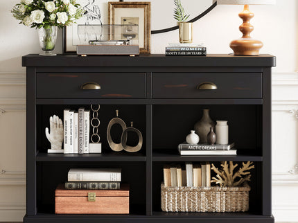 Console Table With 2 Drawers And Open Shelves