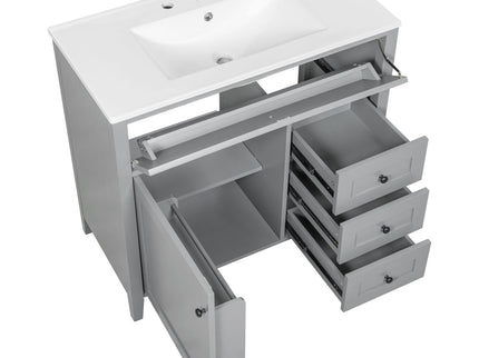 Bathroom Vanity With Sink, Cabinet With 3 Drawers And Adjustable Shelf