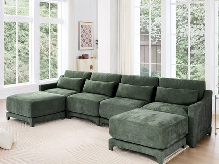 Stylish Sofa With Ottoman And Lumbar Pillows, Ergonomic Design