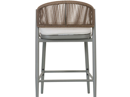 Outdoor 26" Counter Height Metal Frame Counter Stools With Scallop Shaped Backrest & Water Resistant Cushions