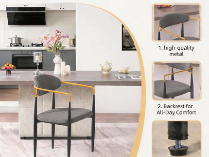 Modern Upholstered Dining Chair With Accented Armrests (Set of 2)