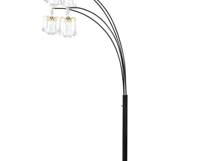 Marcos - Hanging Crystal Arc Tree Floor Lamp With Sculptural Frame - Black